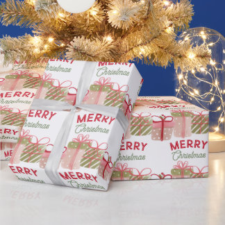 Papel De Presente Presentes e Laços de Natal em Aquarela