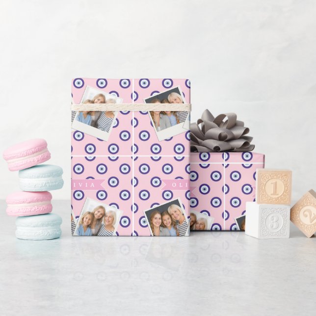 Papel De Presente Presentes Personalizados com o Nome e Padrão do Ol (Chá de bebê)