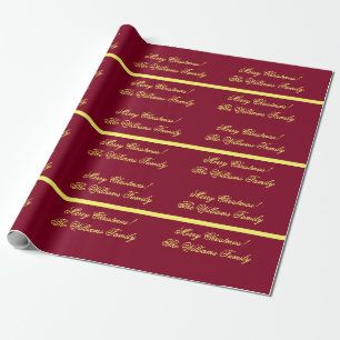 Papel De Presente Presentes Personalizados de Natal Burgundy Dourado