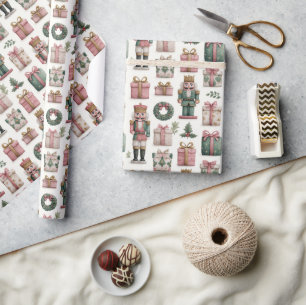 Papel De Presente Presentes Rosa com Soldado de Aço de Natal