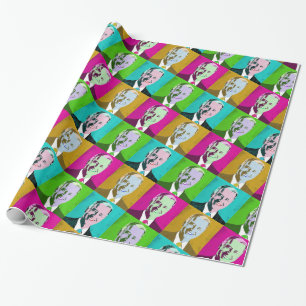 Papel De Presente Presidente Biden Pop Art (Amarelo, Rosa, Azul, Ver