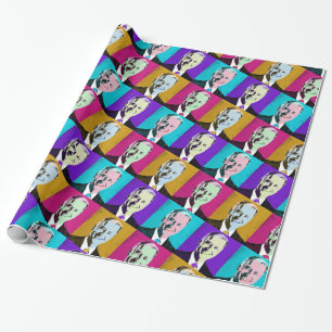 Papel De Presente Presidente Biden Pop Art (Roxo, Azul, Amarelo)