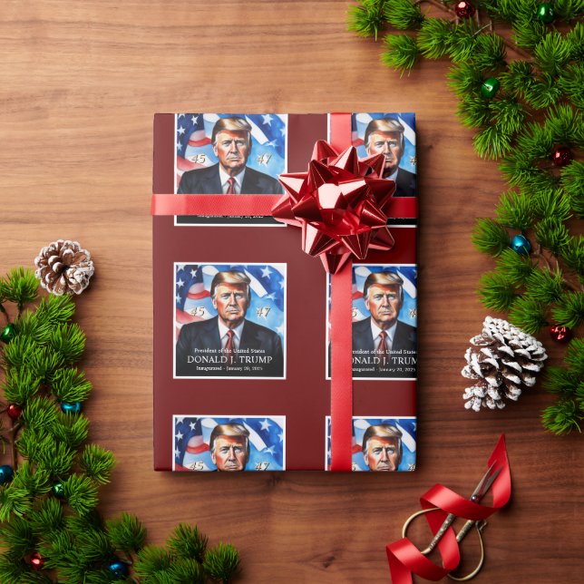 Papel De Presente Presidente Trump Inauguração Dia de Manutenção (Presente de Natal)