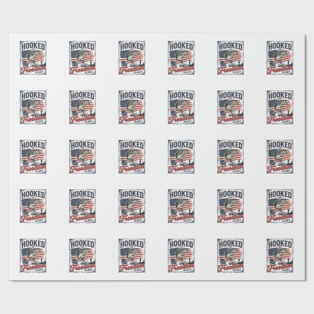 Papel De Presente Preso à Liberdade Pesca em 4 de Julho (Aberto)