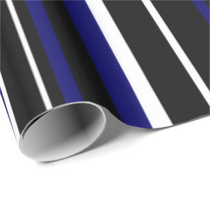 Papel De Presente Preto, Azul-Marinho Escuro e Listra Branca