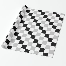 Papel De Presente Preto, branco e cinzas Checkered