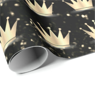 Papel De Presente Preto Champaigne Dourado Sparkly do brilho das