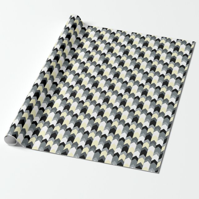 Papel De Presente Preto, cinza, fêmur amarelo (Desenrolado)