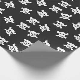 Papel De Presente Preto com crânio branco e Crossbones