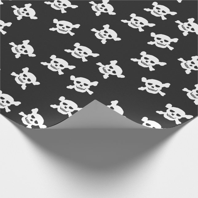 Papel De Presente Preto com crânio branco e Crossbones (Ponta)