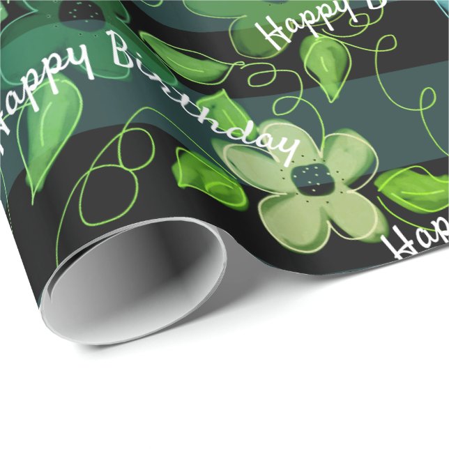 Papel De Presente Preto com Verde limão (Ponta do rolo)