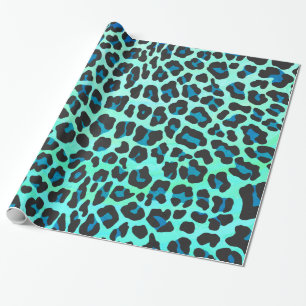 Papel De Presente Preto do leopardo e impressão da cerceta