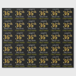 Papel De Presente Preto, Dourado "FELIZ 36 ANOS"