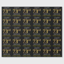 Papel De Presente Preto, Dourado "FELIZ 73 ANOS"