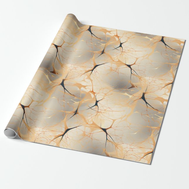 Papel De Presente Preto e Bege Abstrato (Desenrolado)