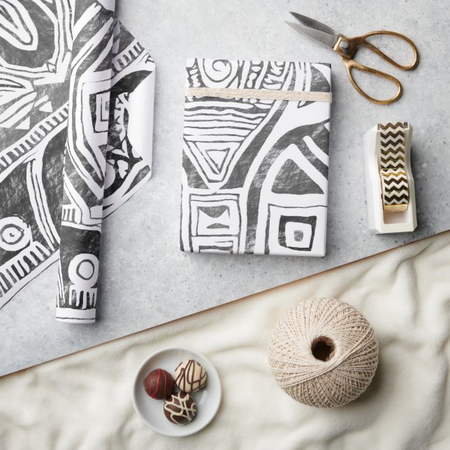 Papel De Presente Preto e Branco (Artesanato)