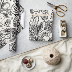 Papel De Presente Preto e branco