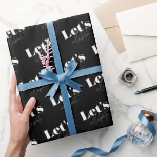 Papel De Presente Preto e Branco Vamos Celebrar Aniversário