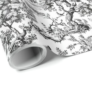 Papel De Presente Preto e Branco Vintage