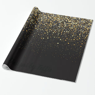 Papel De Presente  Preto e Dourado