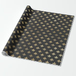 Papel De Presente Preto e Dourado Vintage Paris Fleur de Lis<br><div class="desc">Papel de embrulho parisiense vintage cinza, preto e dourado fleur de lis.</div>