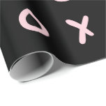 Papel De Presente Preto e Rosa Bebê X O XO XO's Fofo da Moda<br><div class="desc">papel de embrulho personalizado</div>
