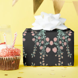 Papel De Presente Preto Elegante com Rosa