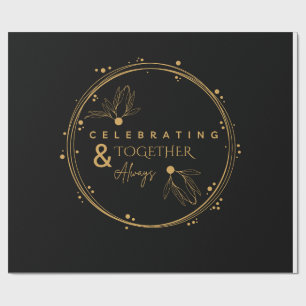 Papel De Presente Preto Elegante e Celebração Dourada Juntos e Sempr