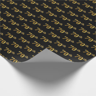 Papel De Presente Preto, evento Dourado do 70 do falso (Seventieth)
