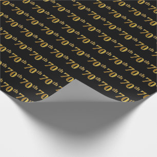 Papel De Presente Preto, evento Dourado do 70 do falso (Seventieth)