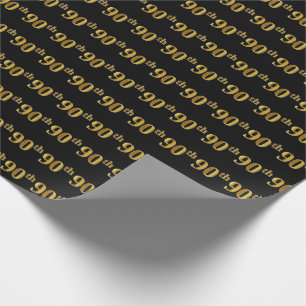Papel De Presente Preto, evento (Ninetieth) Dourado do 90 do falso