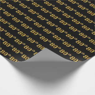 Papel De Presente Preto, Falso Dourado 80º (Octogésimo) Evento