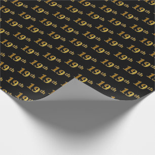 Papel De Presente Preto, Faux Dourado 19º (19º) Evento