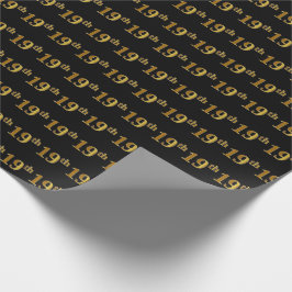 Papel De Presente Preto, Faux Dourado 19º (19º) Evento