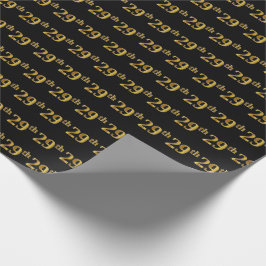 Papel De Presente Preto, Faux Dourado 29º (29º) Evento
