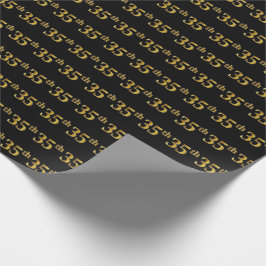 Papel De Presente Preto, Faux Dourado 35º (Trinta e Cinco) Evento