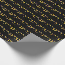 Papel De Presente Preto, Faux Dourado 37º (37º)