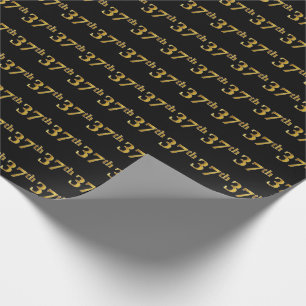 Papel De Presente Preto, Faux Dourado 37º (37º)