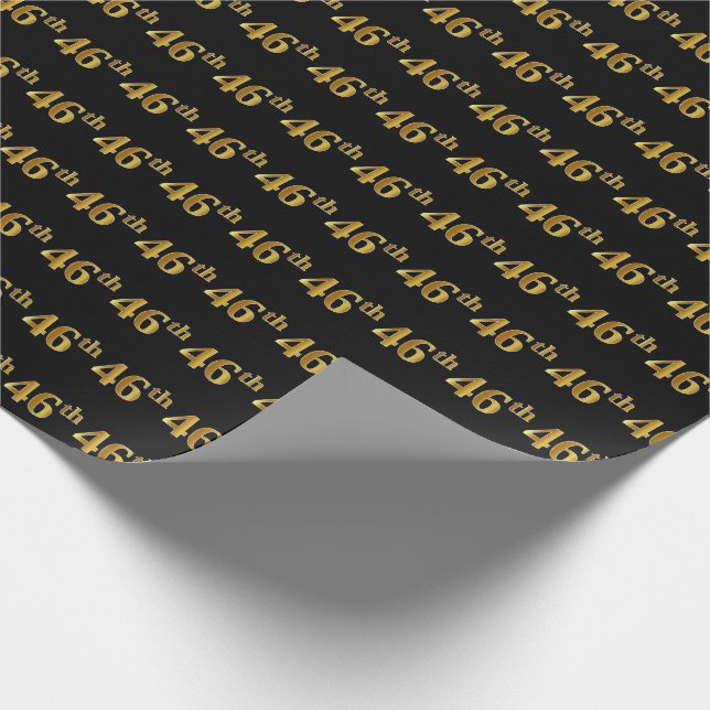 Papel De Presente Preto, Faux Dourado 46º (quarenta e seis) Evento (Ponta)
