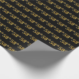 Papel De Presente Preto, Faux Dourado 58º (58º) Evento