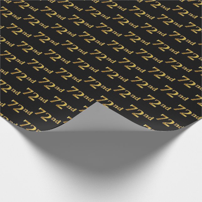 Papel De Presente Preto, Faux Dourado 72º (72º) (Ponta)