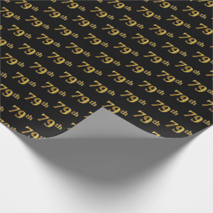 Papel De Presente Preto, Faux Dourado 79º (setenta e nove) Evento