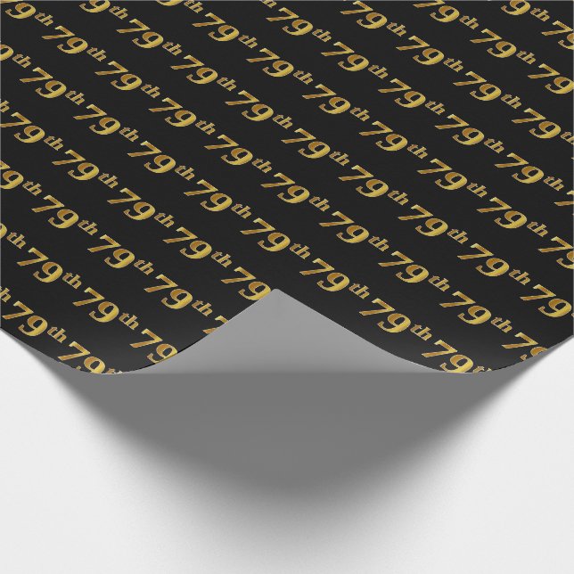Papel De Presente Preto, Faux Dourado 79º (setenta e nove) Evento (Ponta)