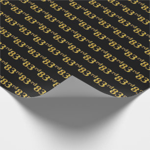 Papel De Presente Preto, Faux Dourado 83º (oitenta e três) Evento
