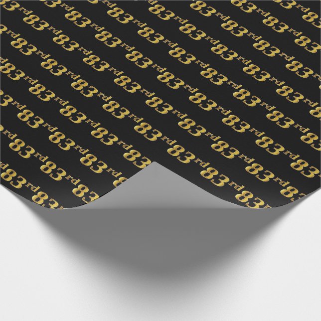 Papel De Presente Preto, Faux Dourado 83º (oitenta e três) Evento (Ponta)
