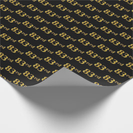 Papel De Presente Preto, Faux Dourado 83º (oitenta e três) Evento