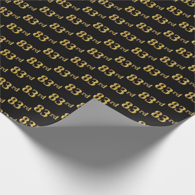 Papel De Presente Preto, Faux Dourado 83º (oitenta e três) Evento (Ponta)
