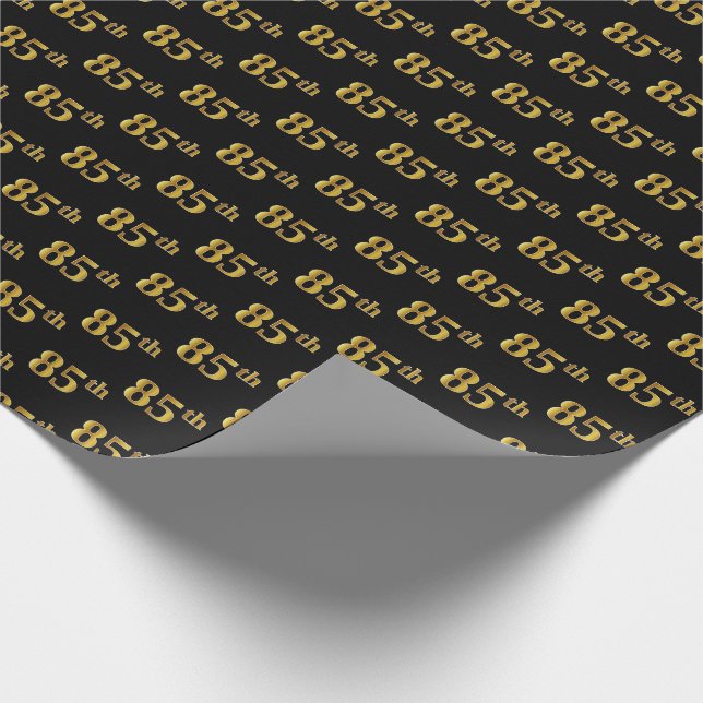Papel De Presente Preto, Faux Dourado 85º (oitenta e cinco) Evento (Ponta)