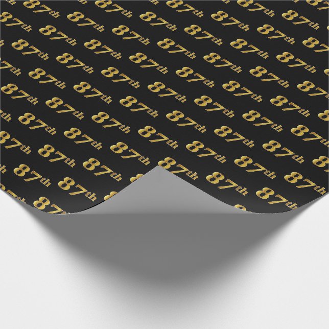 Papel De Presente Preto, Faux Dourado 87º (oitenta e sete) Evento (Ponta)