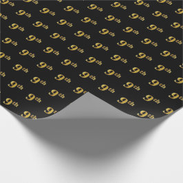 Papel De Presente Preto, Faux Dourado 9º (Nono) Evento